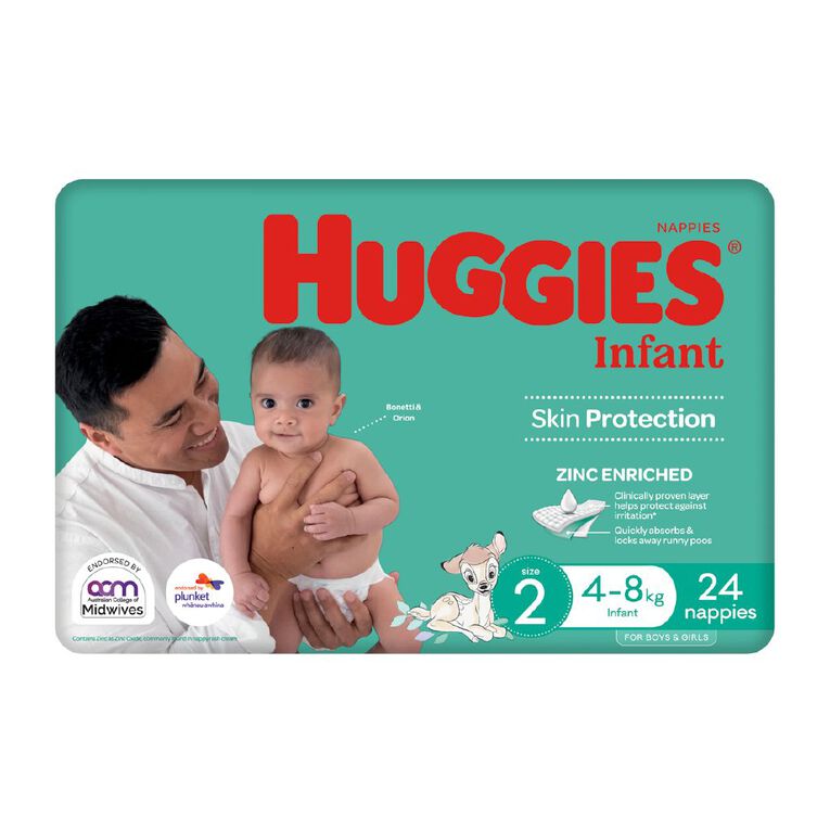 Huggies Infant Nappies 4-8kg Size 2 24 Pack, , hi-res