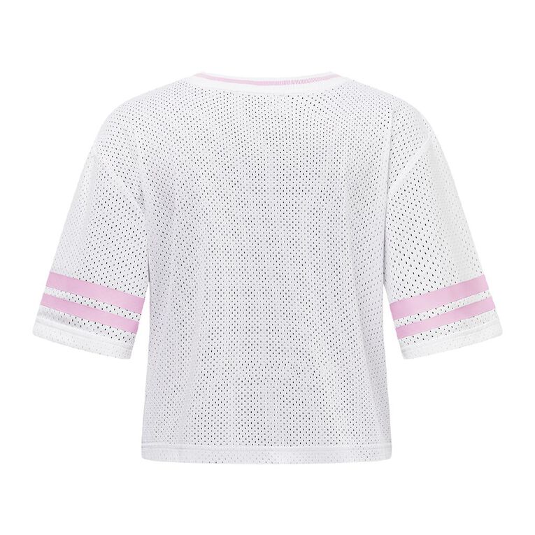 Garage Women's Short Sleeve Cropped Mesh Sport Tee, White, hi-res