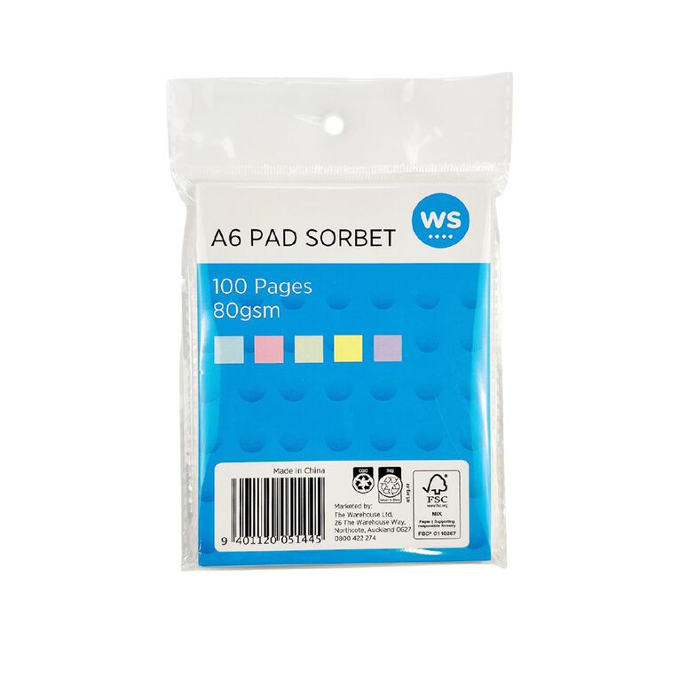 WS Paper Pad Sorbet Assorted A6, , hi-res