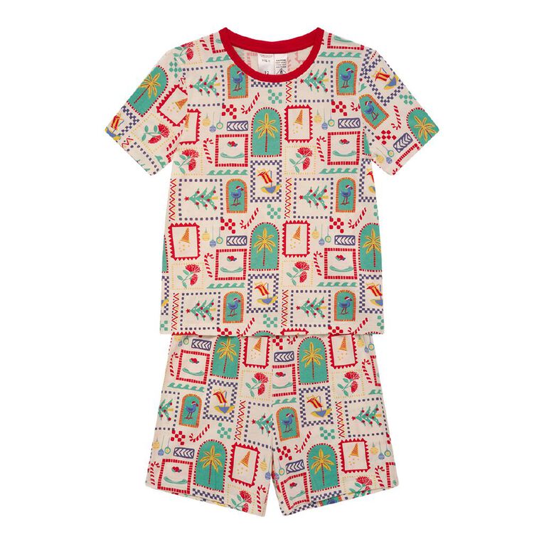 H&H Boys' Family Christmas Pyjama Set, Cream, hi-res