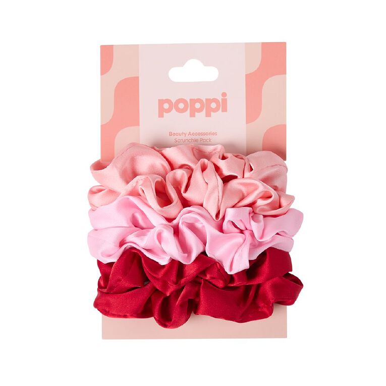 Poppi Thin Scrunchies Pink 6 Pack, , hi-res