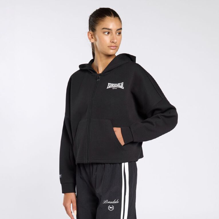 Lonsdale Women's Double Knit Zip Thru Sweatshirt, Black, hi-res
