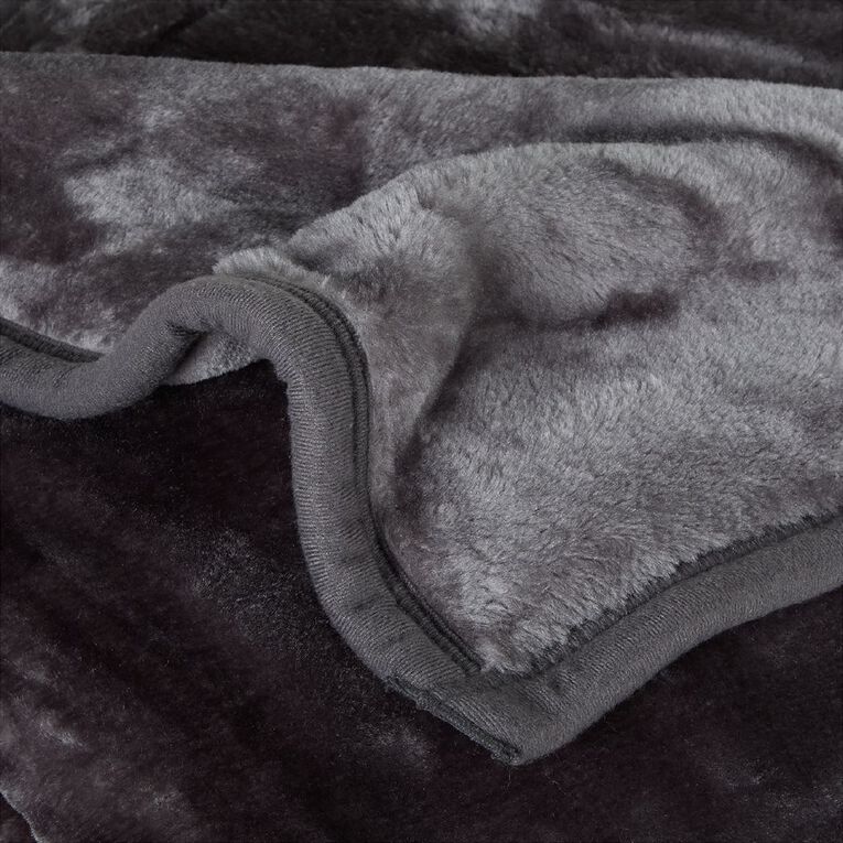Living & Co 580gsm Mink Feel Blanket Grey King, , hi-res