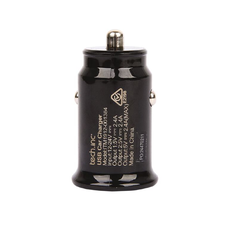 Tech.Inc Dual USB Car Charger 2.4A Black, , hi-res