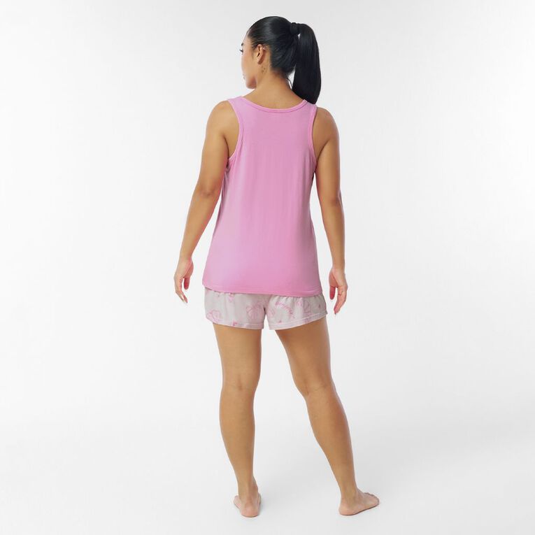H&H Women's Tank & Shorts Pyjama Set, Pink Mid, hi-res