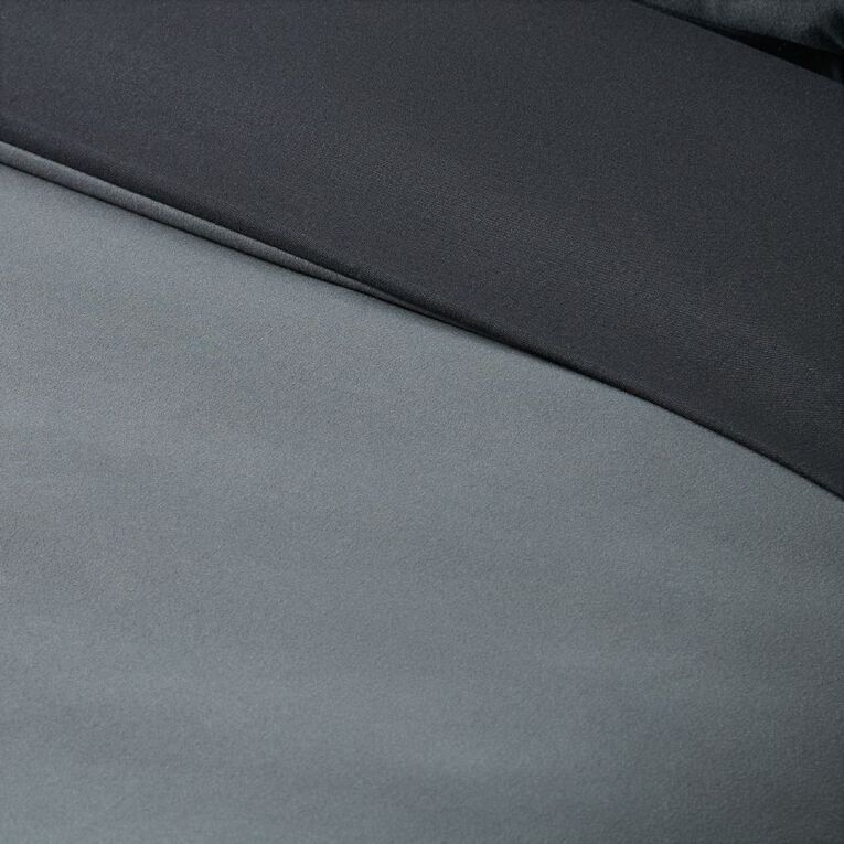 Living & Co Duvet Cover Set Microfibre Reversible Black/Grey Single, , hi-res