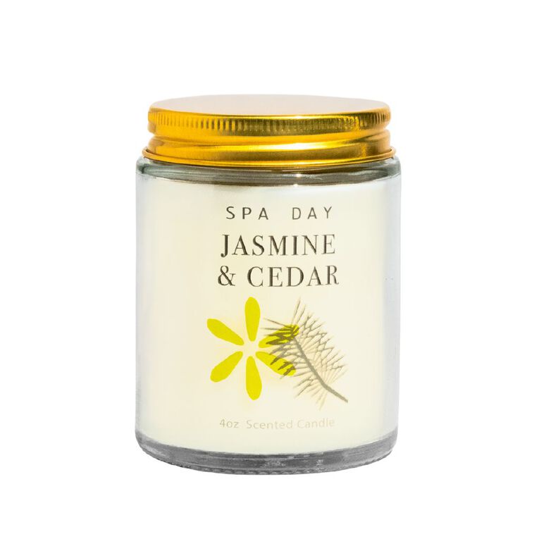 Living & Co Jasmine & Cedar 4oz Scented Candle in Jar White White, , hi-res