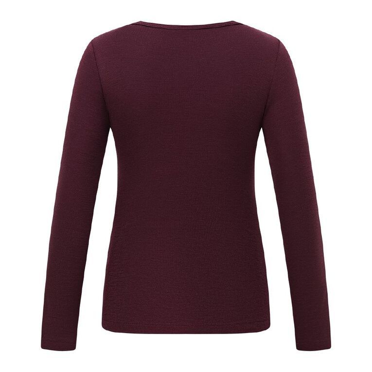 H&H Women's Merino Blend Crew Neck Top, Red Dark, hi-res