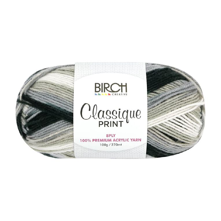 Birch Classique Yarn Prints 100% Premium Acrylic 100G 8Ply Shadow, , hi-res