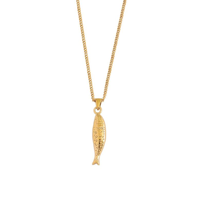 Waterproof Gold Plated Fish Necklace, , hi-res