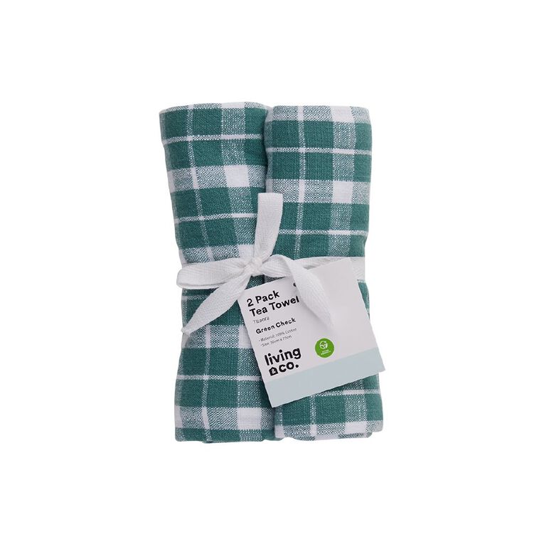 Living & Co Tea Towel Check Green, , hi-res