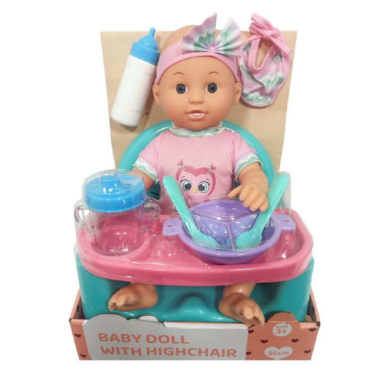 Baby Doll 30cm With High Chair & Accessories 30cm, , hi-res