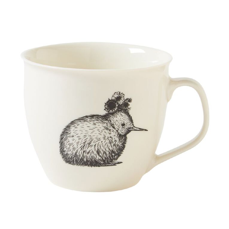 Living & Co Printed Mug Kiwi Bird Black/White, , hi-res