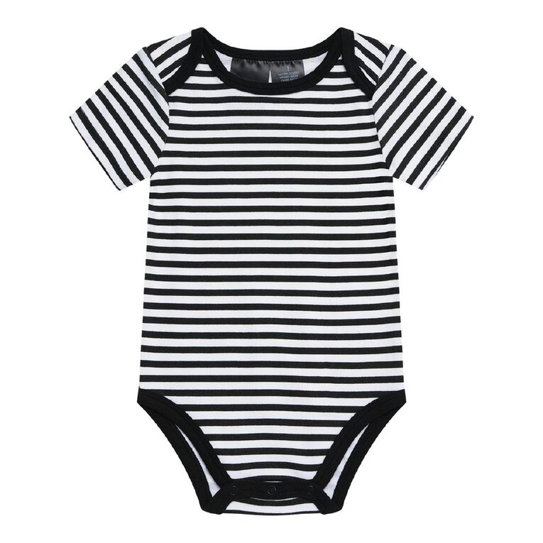 All Blacks Babies' Short Sleeve Printed Bodysuit 3 Pack, Black, hi-res