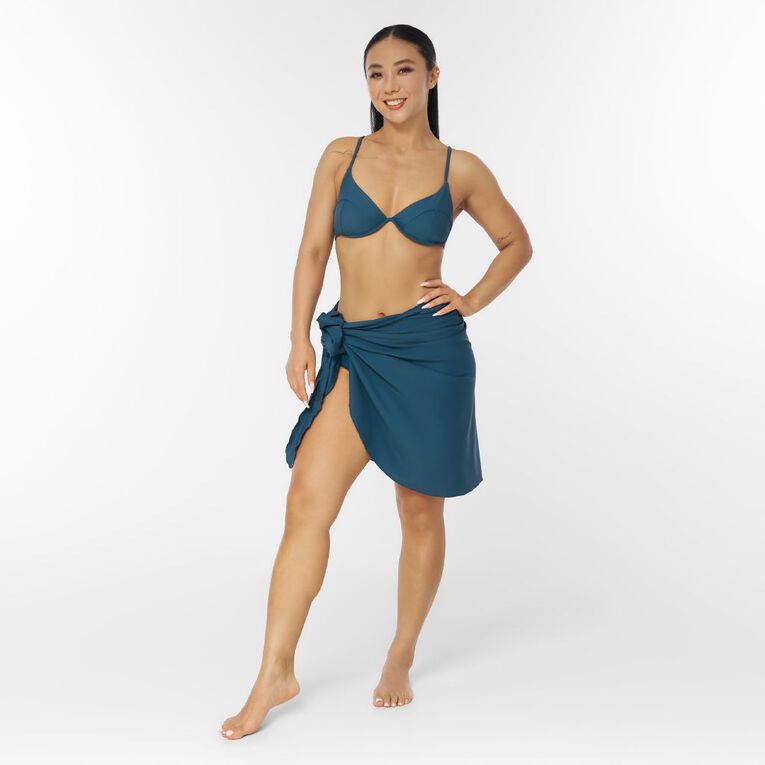 Active Intent Women's Knee Length Swim Sarong, Blue Dark, hi-res
