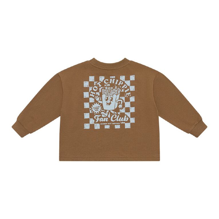 Young Original Toddler Boys' Long Sleeve Cuffed Print Tee, Brown Mid, hi-res