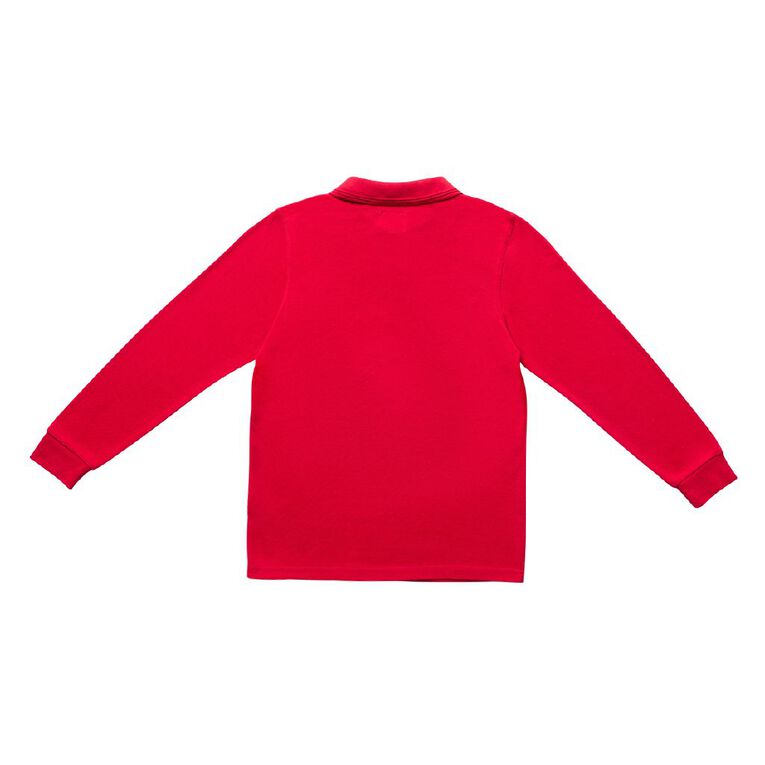 Schooltex Invercargill Middle School Long Sleeve Polo with Embroidery, Red Mid, hi-res