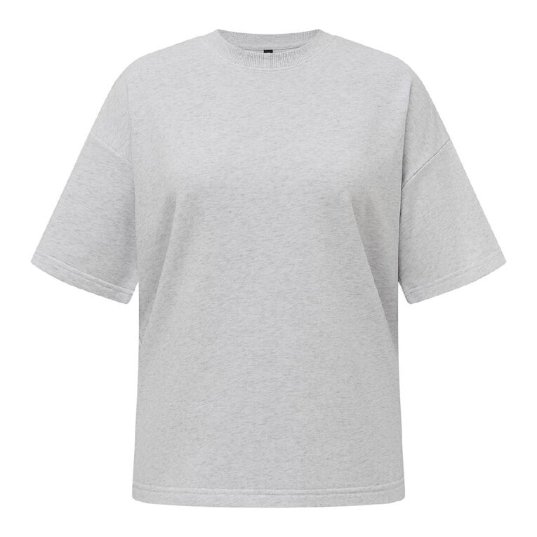 H&H Women's Short Sleeve Boxy Terry Tee, Grey Light, hi-res