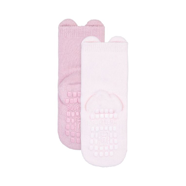 Underworks Infants' Non Skid Socks 2 Pack, Pink, hi-res
