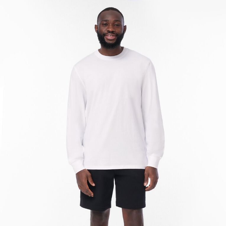 H&H Men's Long Sleeve Plain Tee, White, hi-res