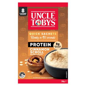 Uncle Tobys Oats Protein Quick Sachet Cinnamon Scroll 8 Pack
