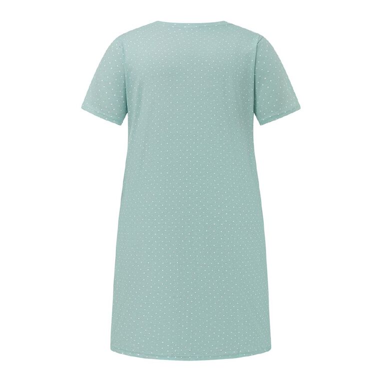 H&H Women's Plus V-Neck Tee Nightie, Blue Light, hi-res