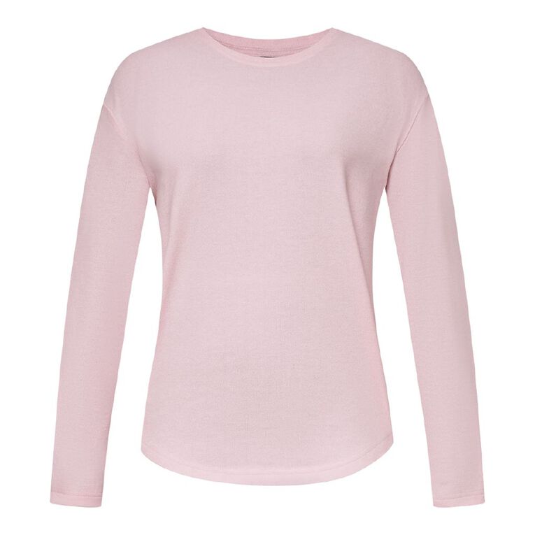 H&H Women's Brushed Fleece Drop Shoulder Top, Pink Light, hi-res