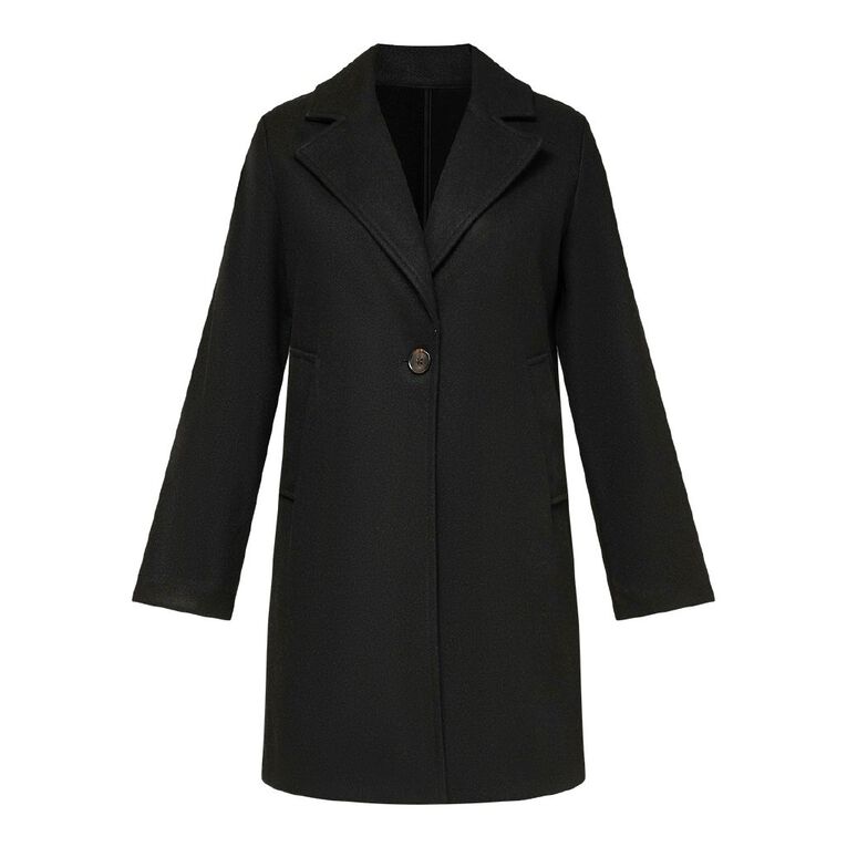 H&H Women's Soft Touch Button Midi Coat, Black, hi-res