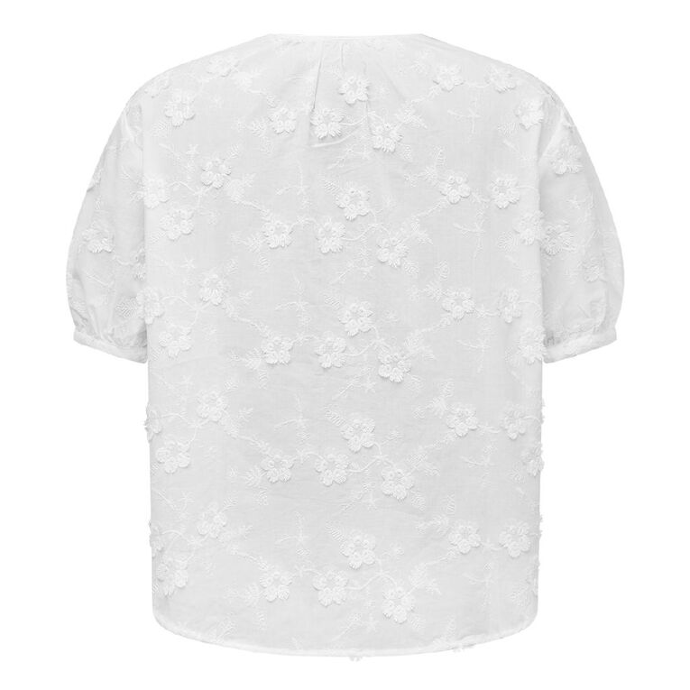 H&H Women's Puff Sleeve 3D Floral Shirt, White, hi-res