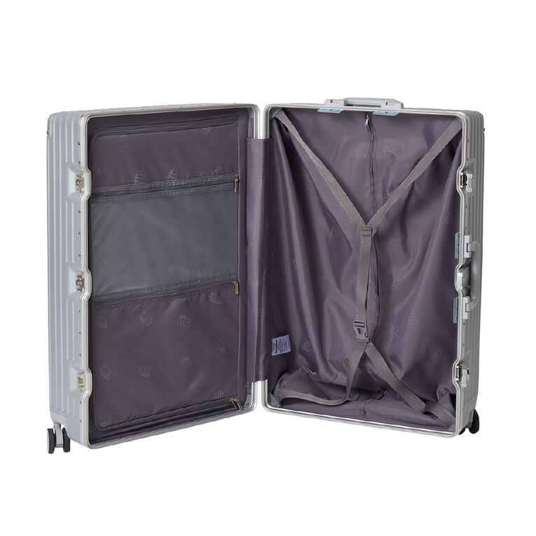 Living & Co Hard Textured Suitcases 2 Piece Set Silver, , hi-res
