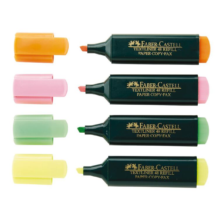 Faber-Castell Highlighters Multi-Coloured 4 Pack, , hi-res