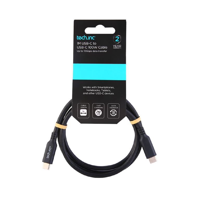 Tech.Inc 100W USB C Cable 1m TIHCS1307 Black, , hi-res