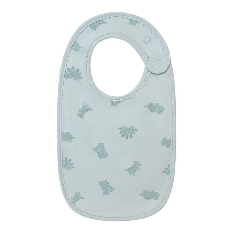 Young Original Babies' Dome Bibs 3 Pack, Blue Light DINO, hi-res