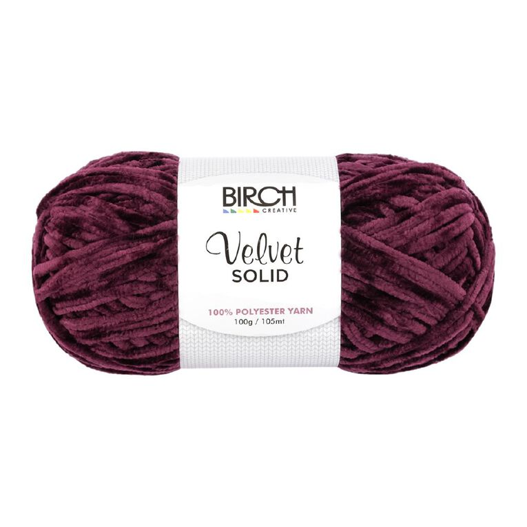 Birch Velvet Yarn 100% Polyester 100G Wine, , hi-res