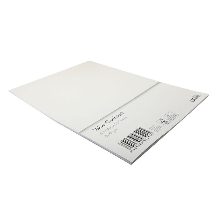 Uniti Value Cardstock A3 600gsm 5 Sheets White, , hi-res