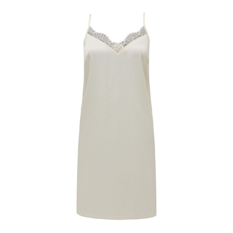H&H Women's Satin Singlet Nightie, Cream, hi-res