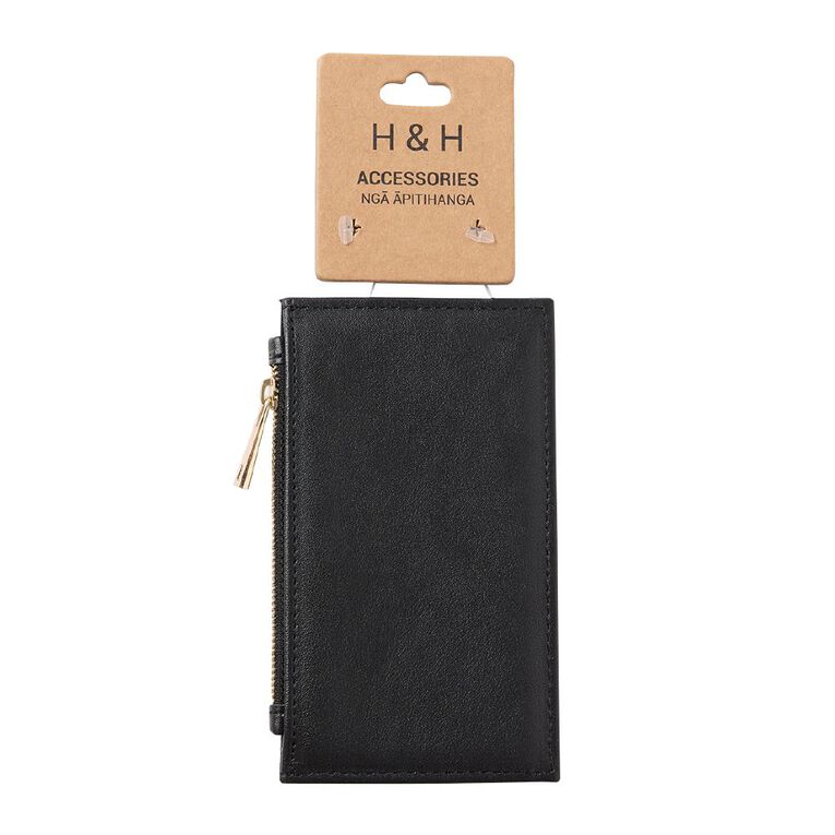 H&H Zip Card Purse, Black, hi-res