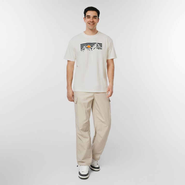 H&H Men's Relaxed Fit Graphic Tee, Cream Moonscape, hi-res