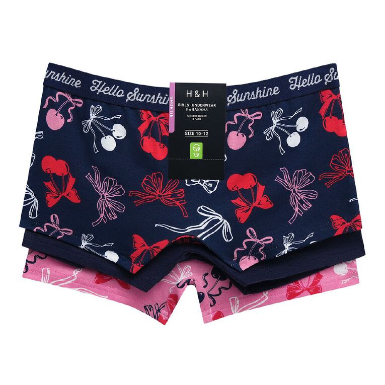 H&H Girls' Shortie 3 Pack, Blue Dark, hi-res