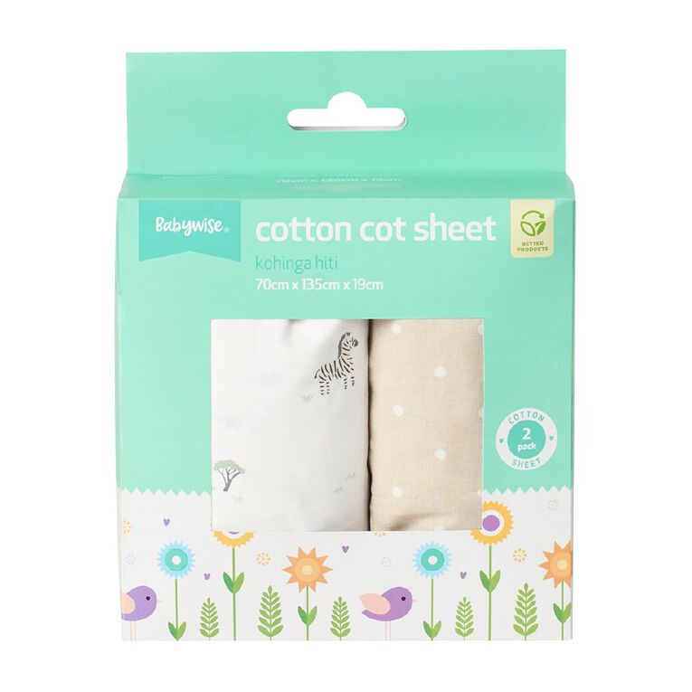 Babywise Cotton Sheet Safari 2 Pack, , hi-res