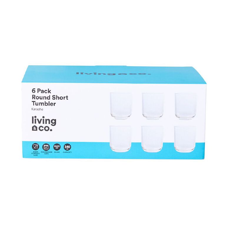 Living & Co Rounded Tumbler Short Clear 6 Pack, , hi-res