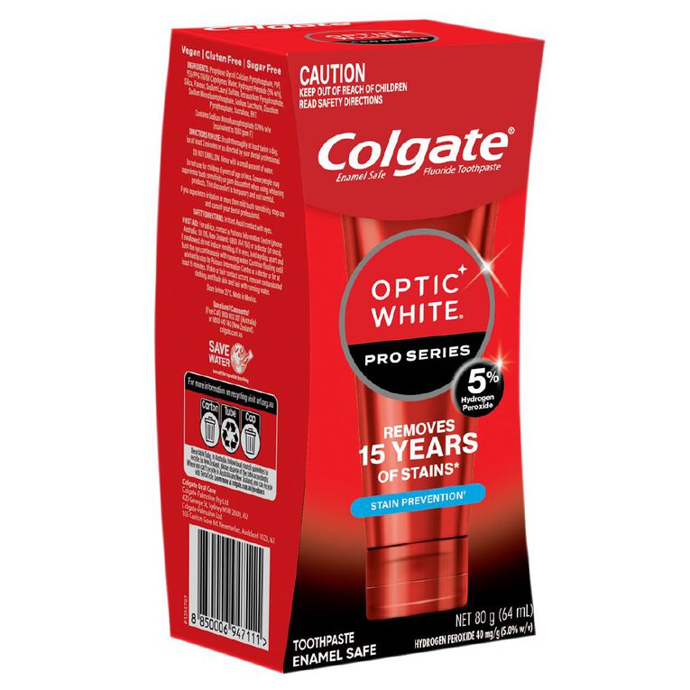 Colgate Optic White Pro Series Stain Shield Toothpaste 80g, , hi-res