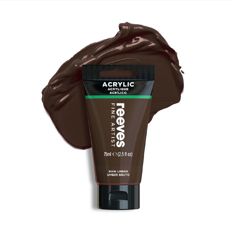 Reeves Fine Acrylic Paint Raw Umber 75ml, , hi-res