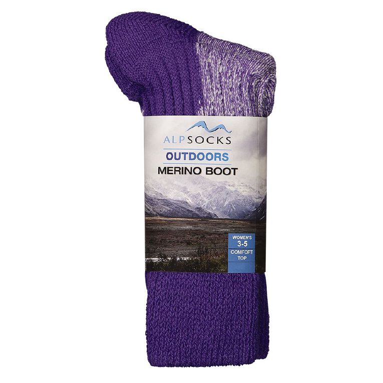 Alpsocks Women's Merino Boot Socks 1 Pack, Purple, hi-res