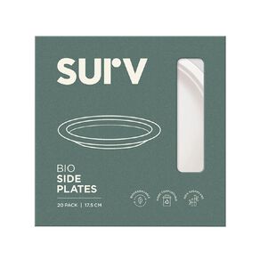 SURV. Bio Side Plates Sugarcane Natural White 17.5cm White 20 Pack