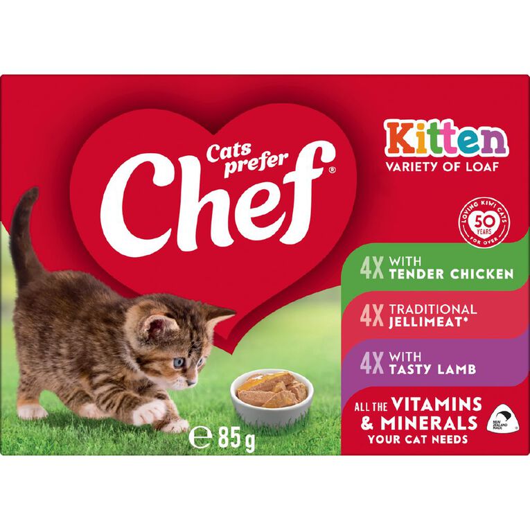 Chef Kitten Variety of Loaf Cat Food 12 Pack, , hi-res