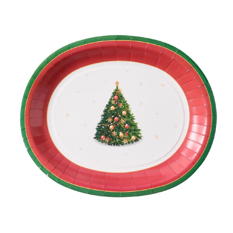 Wonderland Joyful Tidings Tree Oval Paper Plates 8 Pack, , hi-res