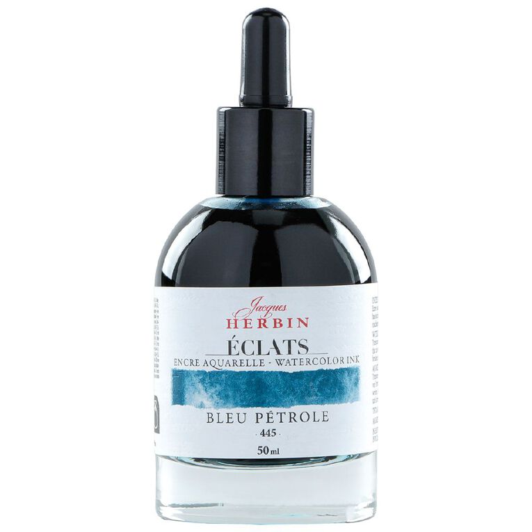 Jacques Herbin Eclats Watercolour Ink 445 Petrol Blue 50ml, , hi-res