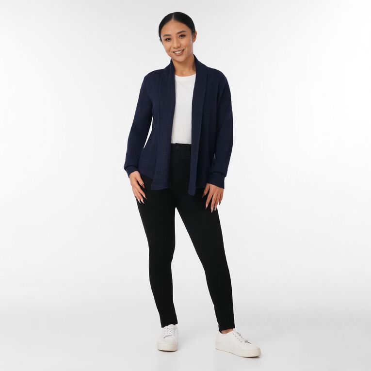 H&H Women's Drape Front Cardigan, Blue Dark, hi-res