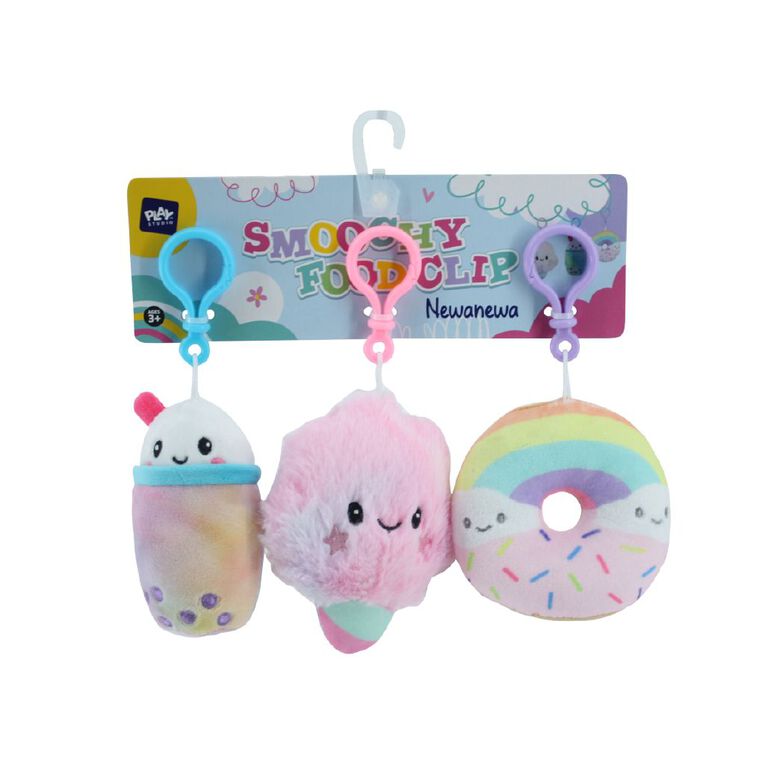Play Studio Smoochy Pals Plush Clip Food 3 Pack Assorted, , hi-res